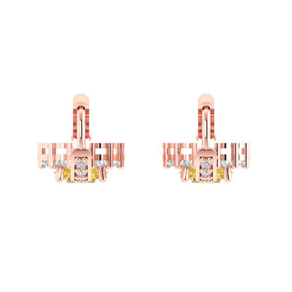 2.235 ctw Citrine Drop Dangle Earrings | 6mm Round Cut White Gold Lever Back | November Birthstone