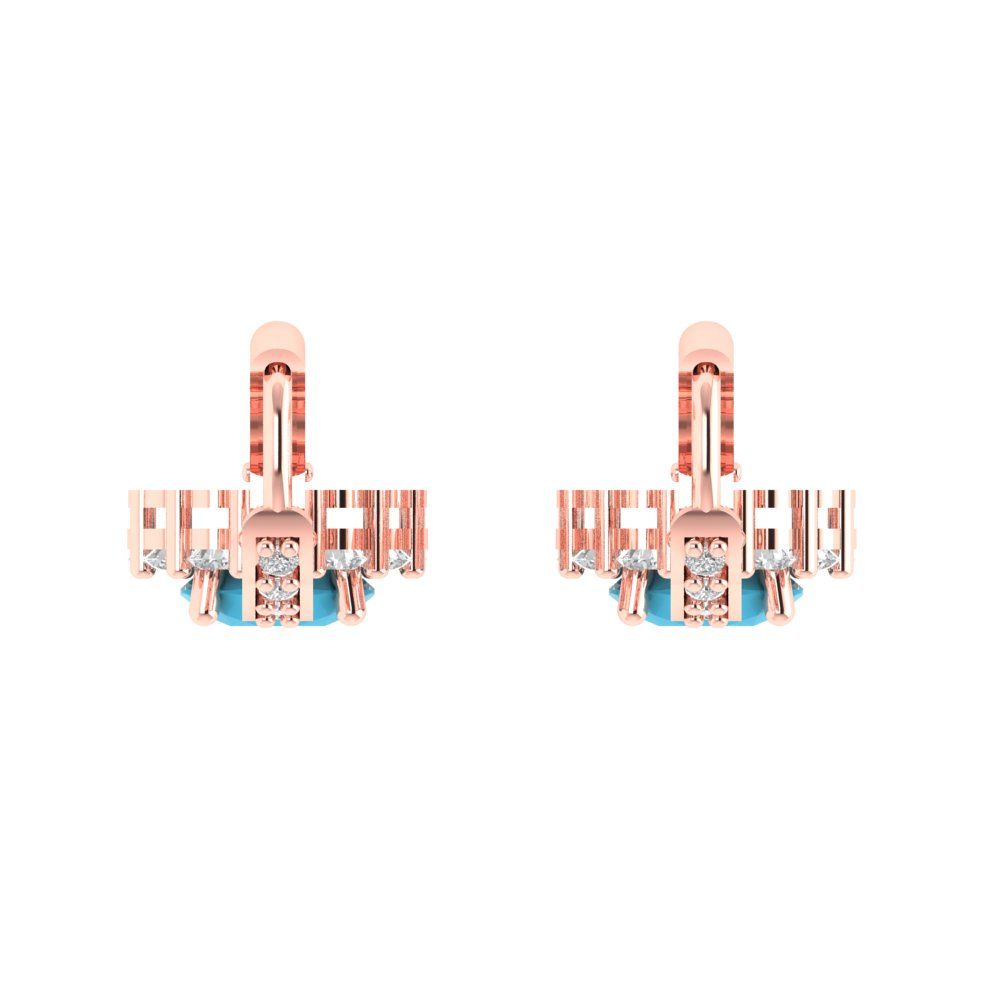 2.235 ctw Turquoise Drop Dangle Earrings | 6mm Round Cut White Gold Lever Back | December Birthstone
