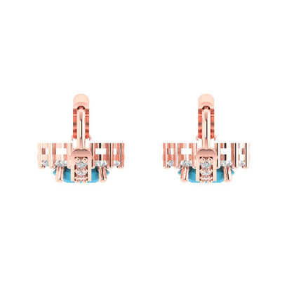 2.235 ctw Turquoise Drop Dangle Earrings | 6mm Round Cut White Gold Lever Back | December Birthstone