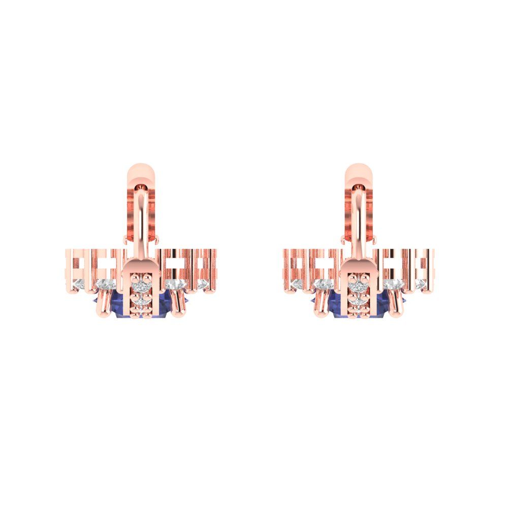 2.235 ctw Tanzanite Drop Dangle Earrings | 6mm Round Cut White Gold Lever Back | December Birthstone