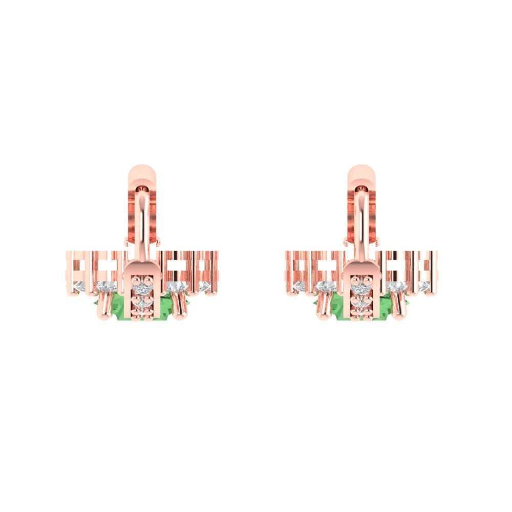 2.235 ctw Green Zirconia Drop Dangle Earrings | 6mm Round Cut White Gold Lever Back | April Birthstone
