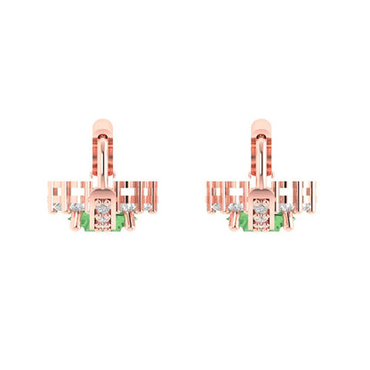 2.235 ctw Green Zirconia Drop Dangle Earrings | 6mm Round Cut White Gold Lever Back | April Birthstone