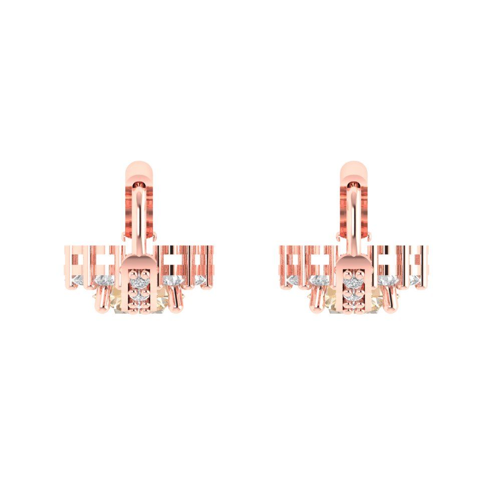2.235 ctw Morganite Drop Dangle Earrings | 6mm Round Cut White Gold Lever Back | February Birthstone