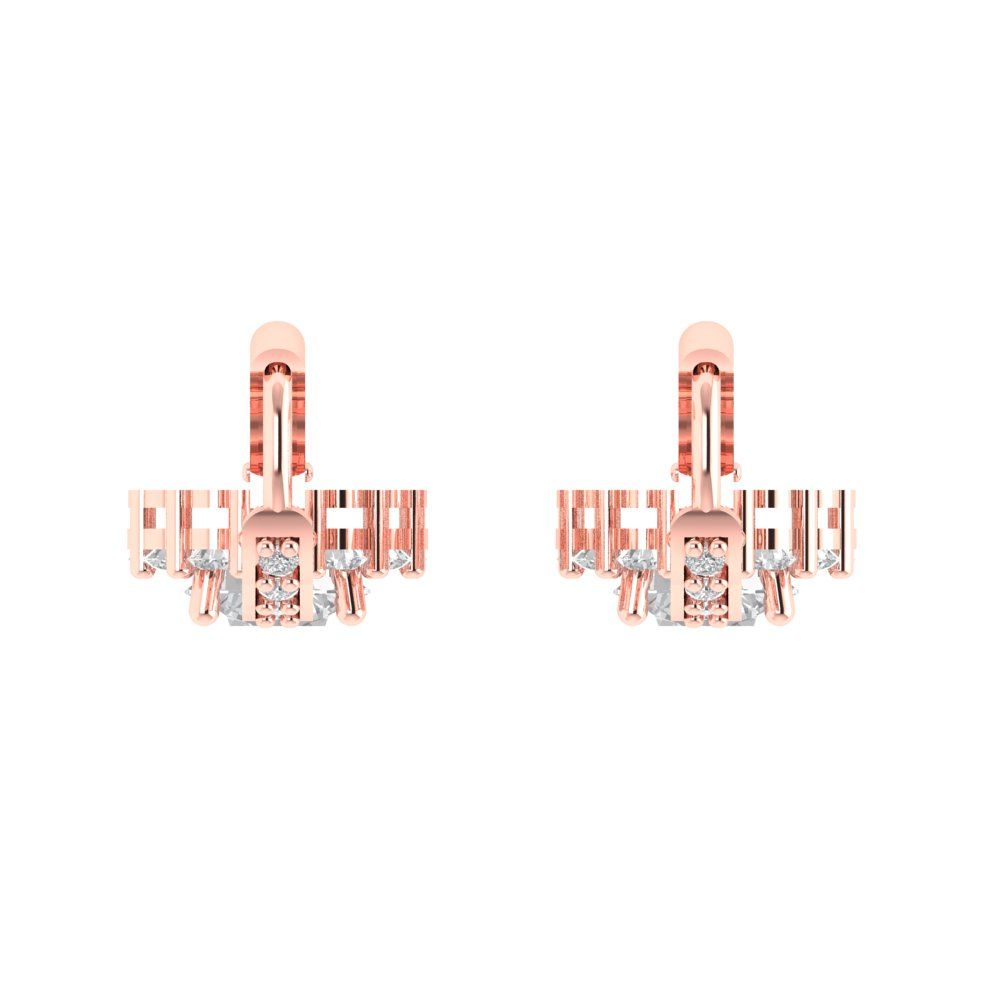 2.235 ctw Zirconia Diamond Drop Dangle Earrings | 6mm Round Cut White Gold Lever Back | April Birthstone