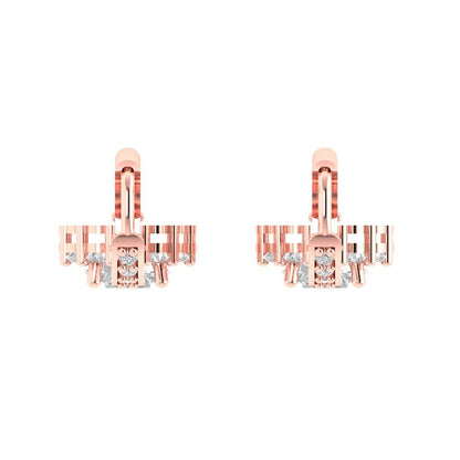 2.235 ctw Zirconia Diamond Drop Dangle Earrings | 6mm Round Cut White Gold Lever Back | April Birthstone