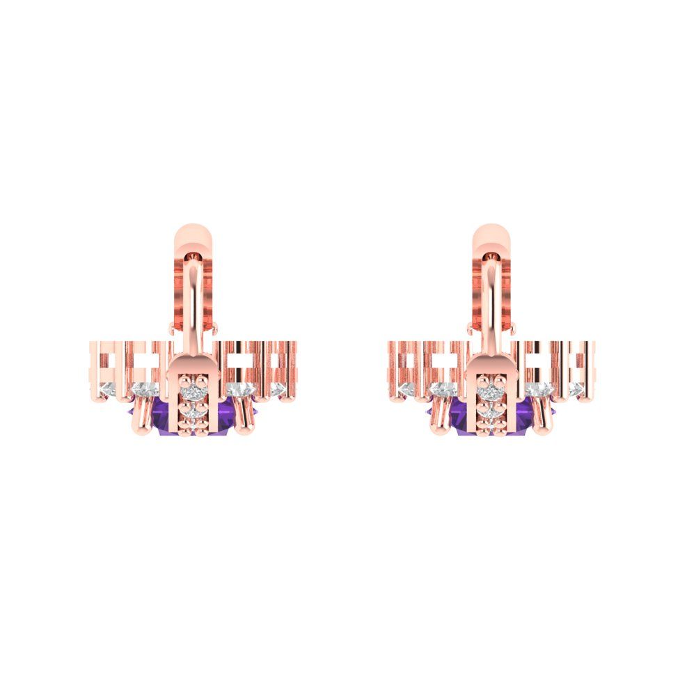 2.235 ctw Amethyst Drop Dangle Earrings | 6mm Round Cut White Gold Lever Back | February Birthstone
