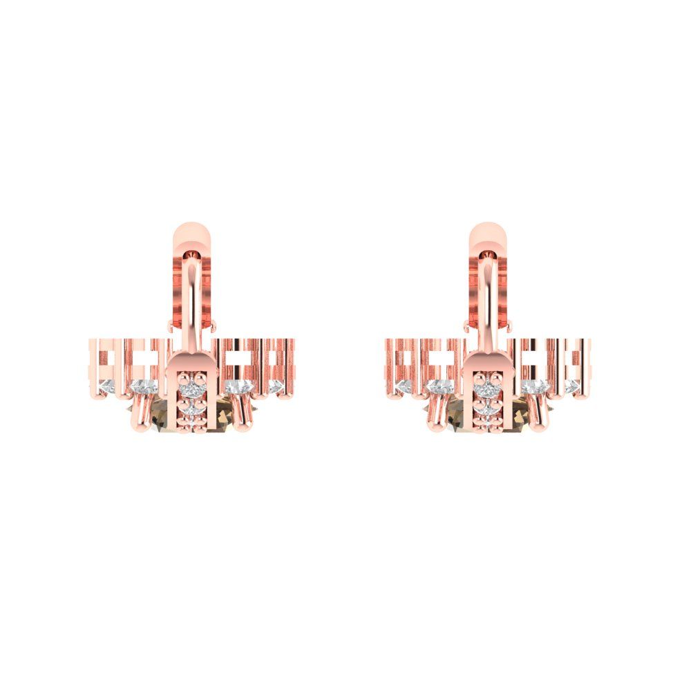 2.235 ctw Champagne Drop Dangle Earrings | 6mm Round Cut White Gold Lever Back | April Birthstone