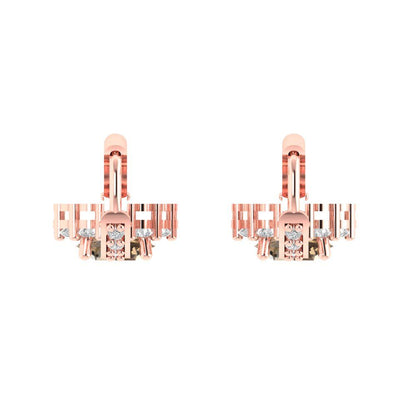 2.235 ctw Champagne Drop Dangle Earrings | 6mm Round Cut White Gold Lever Back | April Birthstone