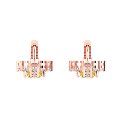 2.235 ctw Yellow Zirconia Drop Dangle Earrings | 6mm Round Cut White Gold Lever Back | April Birthstone