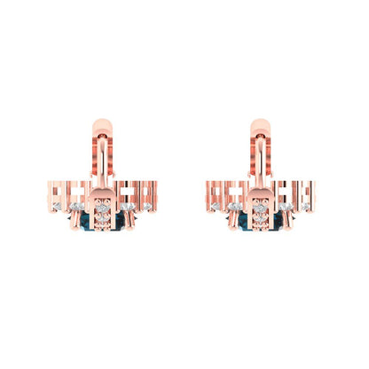 2.235 ctw London Blue Topaz Drop Dangle Earrings | 6mm Round Cut White Gold Lever Back | December Birthstone