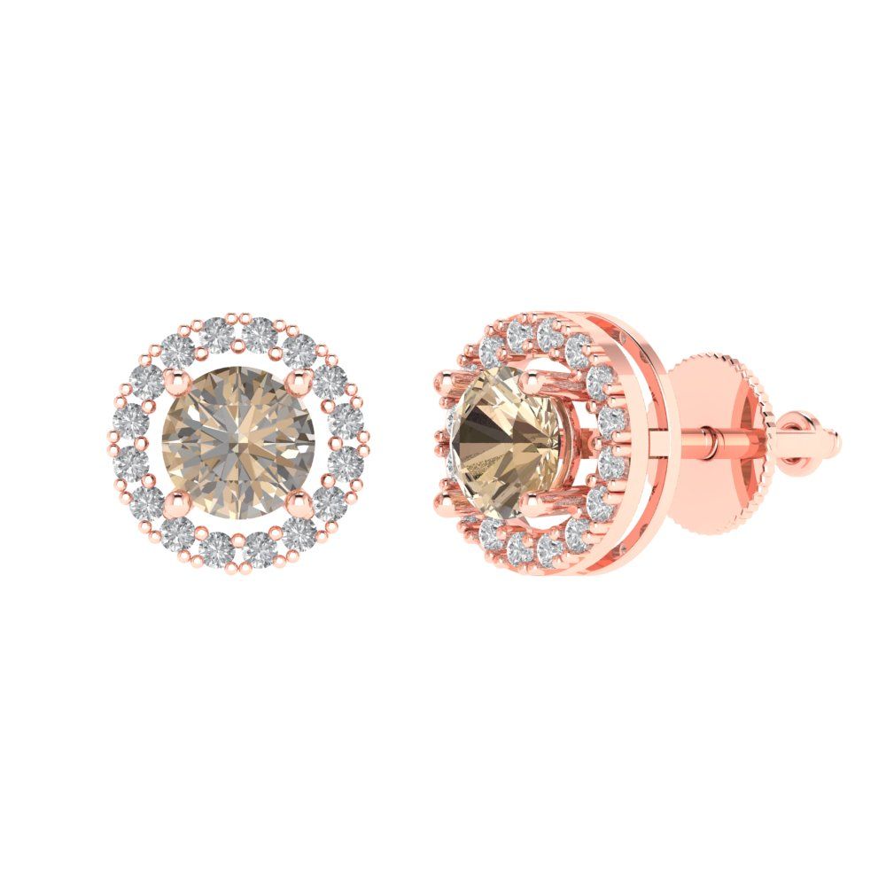 1.24 ctw Yellow Moissanite Studs Earrings | 5.0mm Round Cut White Gold Screw back | April Birthstone