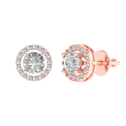 1.24 ctw Moissanite Studs Earrings | 5.0mm Round Cut White Gold Screw back | April Birthstone