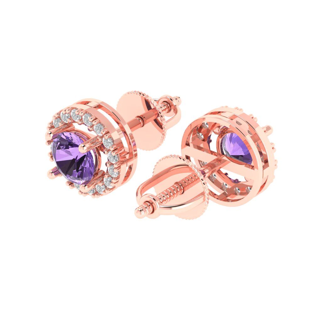 1.24cttw Alexandrite Gold-Plated 925 Silver Screw Back Stud Earrings