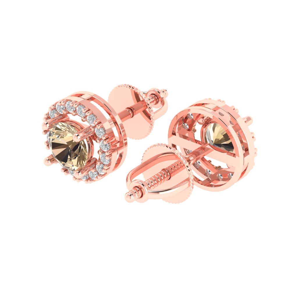 1.24 ctw Yellow Moissanite Studs Earrings | 5.0mm Round Cut White Gold Screw back | April Birthstone
