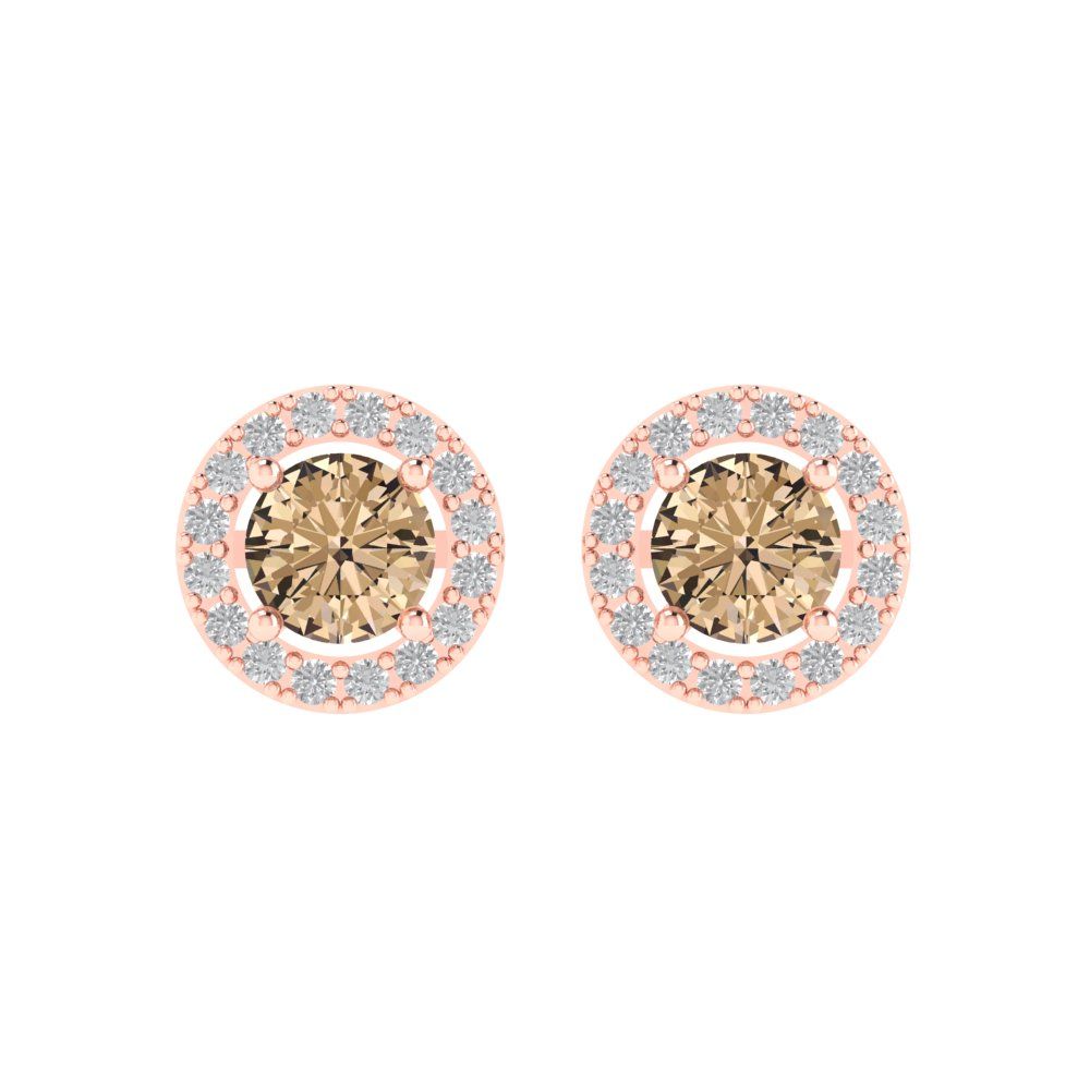 1.24 ctw Yellow Moissanite Studs Earrings | 5.0mm Round Cut White Gold Screw back | April Birthstone