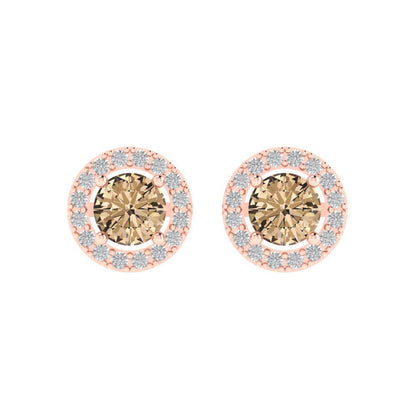 1.24 ctw Yellow Moissanite Studs Earrings | 5.0mm Round Cut White Gold Screw back | April Birthstone