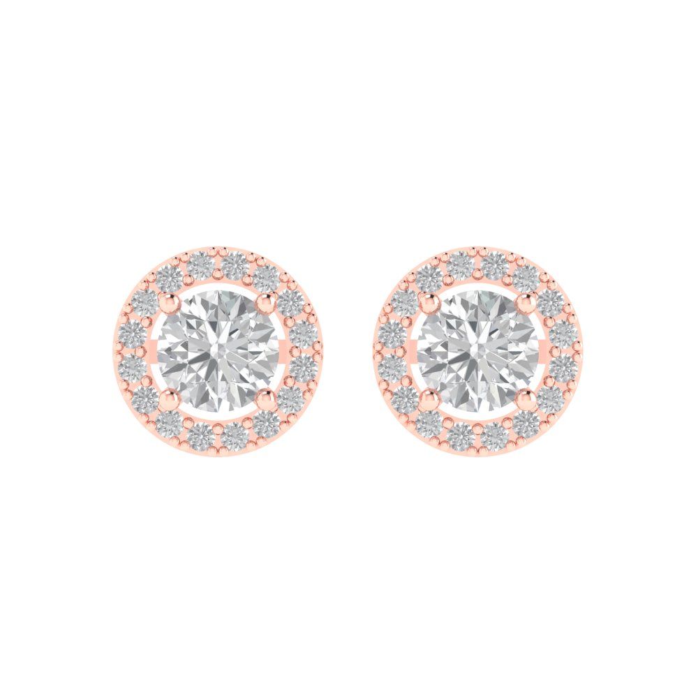 1.24 ctw White Sapphire Studs Earrings | 5.0mm Round Cut White Gold Screw back | April Birthstone
