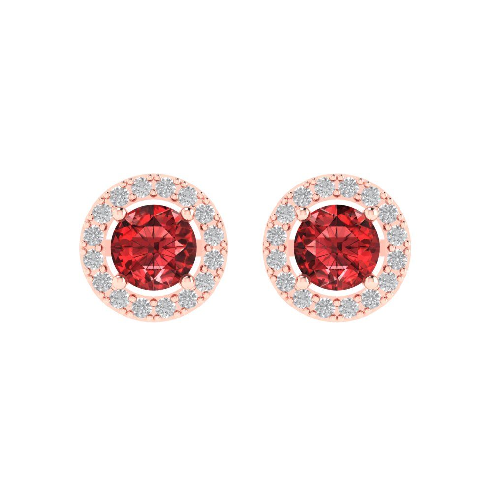 1.24 ctw Garnet Studs Earrings | 5.0mm Round Cut White Gold Screw back | January Birthstone