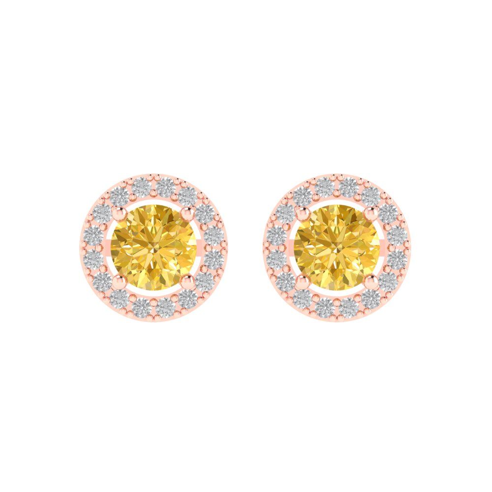 1.24 ctw Citrine Studs Earrings | 5.0mm Round Cut White Gold Screw back | November Birthstone
