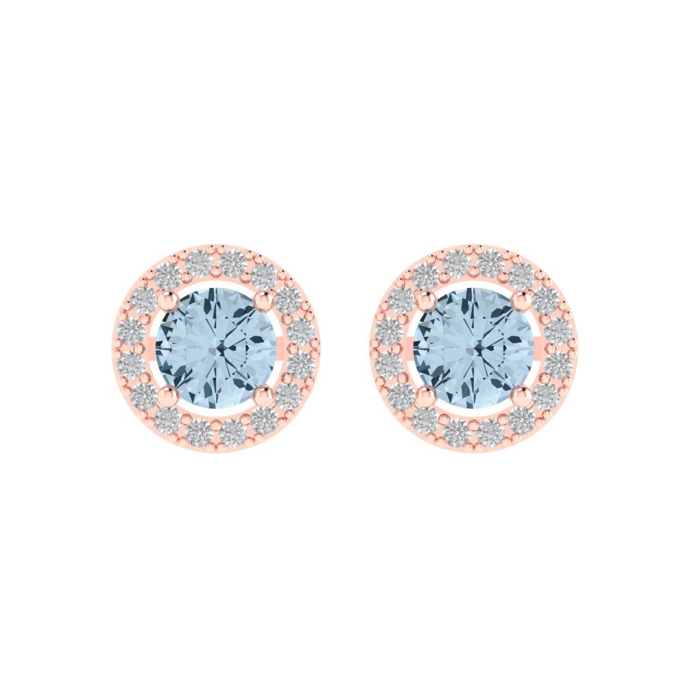 1.24cttw Aquamarine Gold-Plated 925 Silver Screw Back Stud Earrings