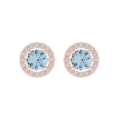 1.24cttw Aquamarine Gold-Plated 925 Silver Screw Back Stud Earrings