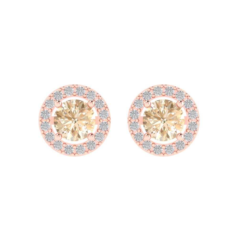 1.24 ctw Morganite Studs Earrings | 5.0mm Round Cut White Gold Screw back | February Birthstone