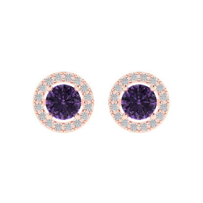 1.24cttw Alexandrite Gold-Plated 925 Silver Screw Back Stud Earrings