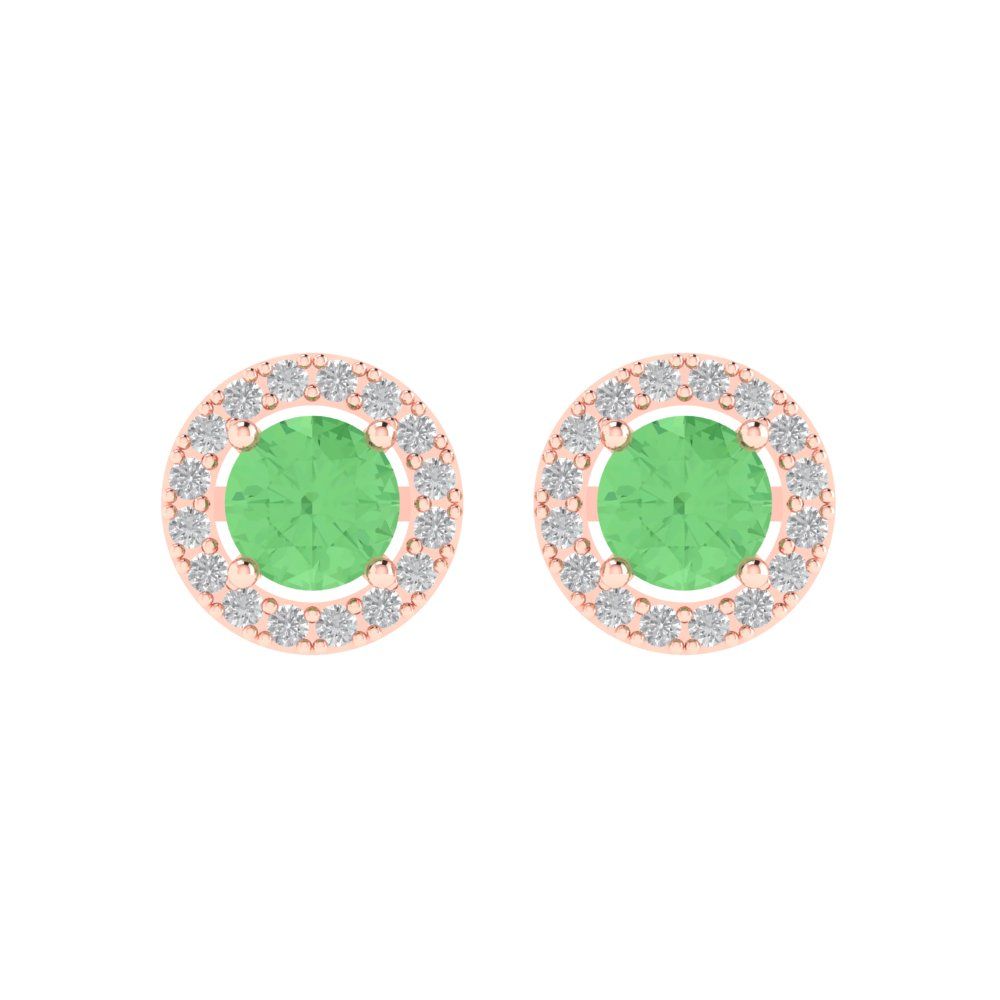 1.24 ctw Green Zirconia Studs Earrings | 5.0mm Round Cut White Gold Screw back | April Birthstone