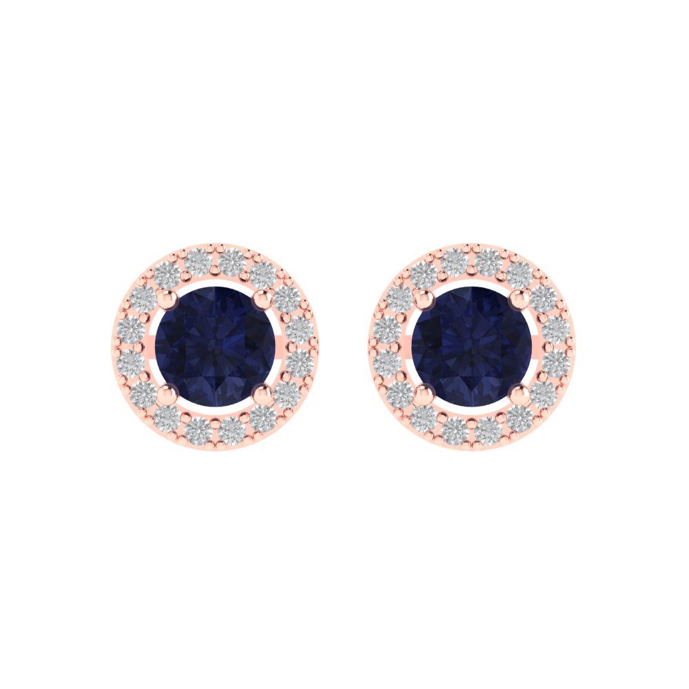 1.24 ctw Blue Sapphire Studs Earrings | 5.0mm Round Cut White Gold Screw back | September Birthstone