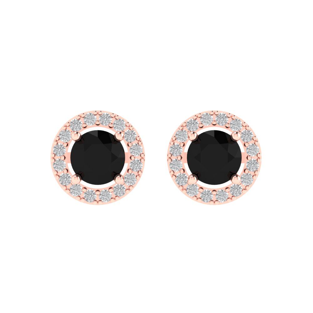 1.24 ctw Onyx Studs Earrings | 5.0mm Round Cut White Gold Screw back | July Birthstone