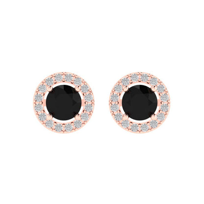 1.24 ctw Onyx Studs Earrings | 5.0mm Round Cut White Gold Screw back | July Birthstone