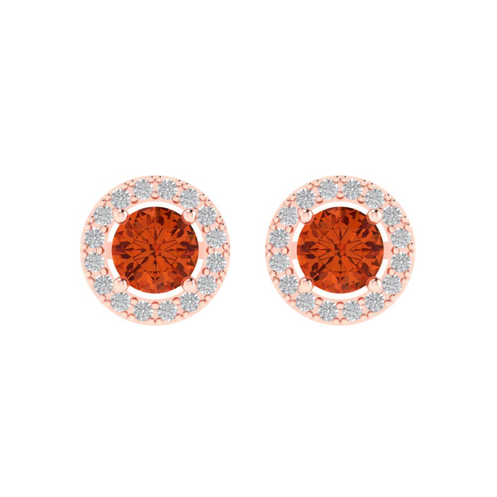 1.24 ctw Red Zirconia Studs Earrings | 5.0mm Round Cut White Gold Screw back | April Birthstone