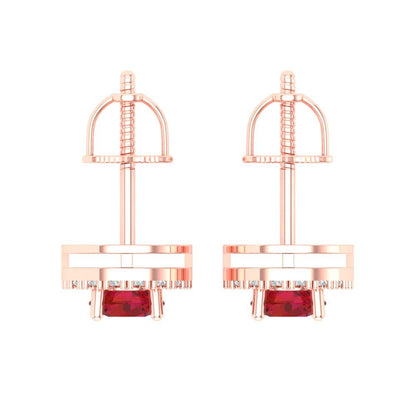 1.24 ctw Pink Tourmaline Studs Earrings | 5.0mm Round Cut White Gold Screw back | April Birthstone