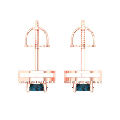 1.24 ctw London Blue Topaz Studs Earrings | 5.0mm Round Cut White Gold Screw back | December Birthstone