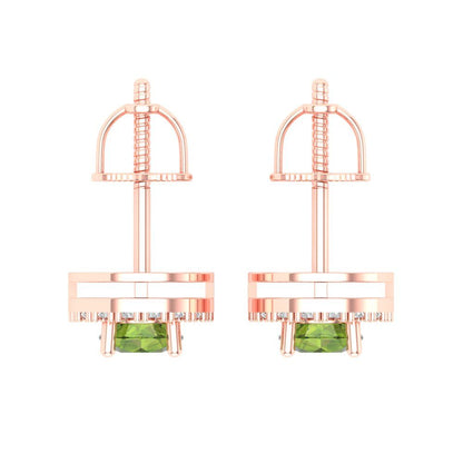 1.24 ctw Peridot Studs Earrings | 5.0mm Round Cut White Gold Screw back | August Birthstone