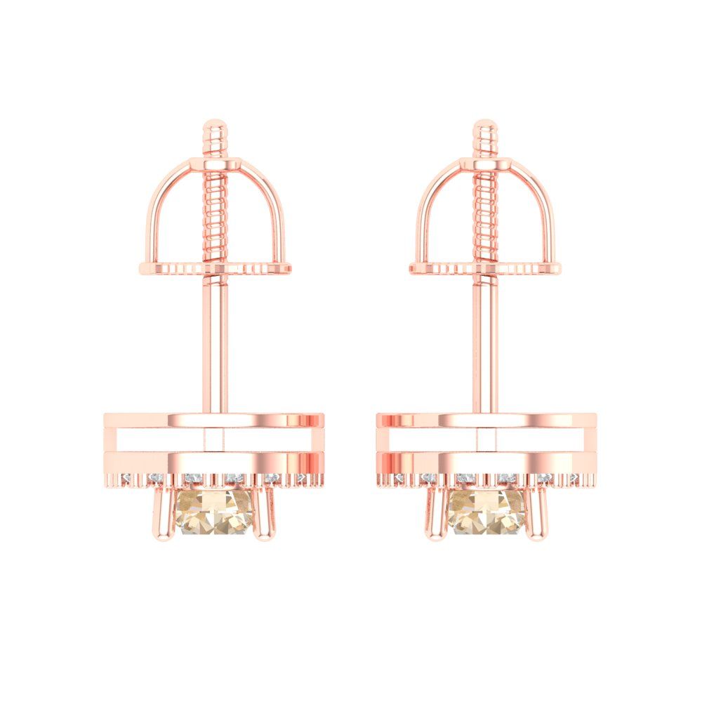 1.24 ctw Morganite Studs Earrings | 5.0mm Round Cut White Gold Screw back | February Birthstone