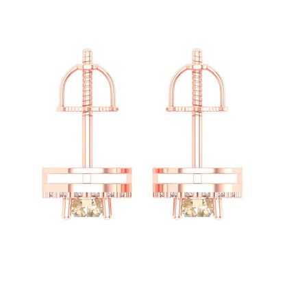 1.24 ctw Morganite Studs Earrings | 5.0mm Round Cut White Gold Screw back | February Birthstone