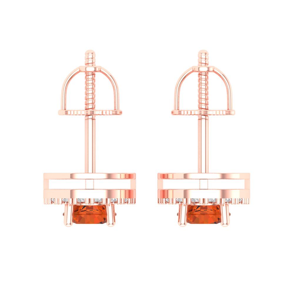 1.24 ctw Red Zirconia Studs Earrings | 5.0mm Round Cut White Gold Screw back | April Birthstone