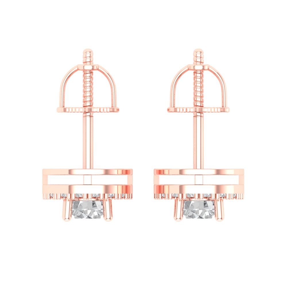 1.24 ctw Moissanite Studs Earrings | 5.0mm Round Cut White Gold Screw back | April Birthstone