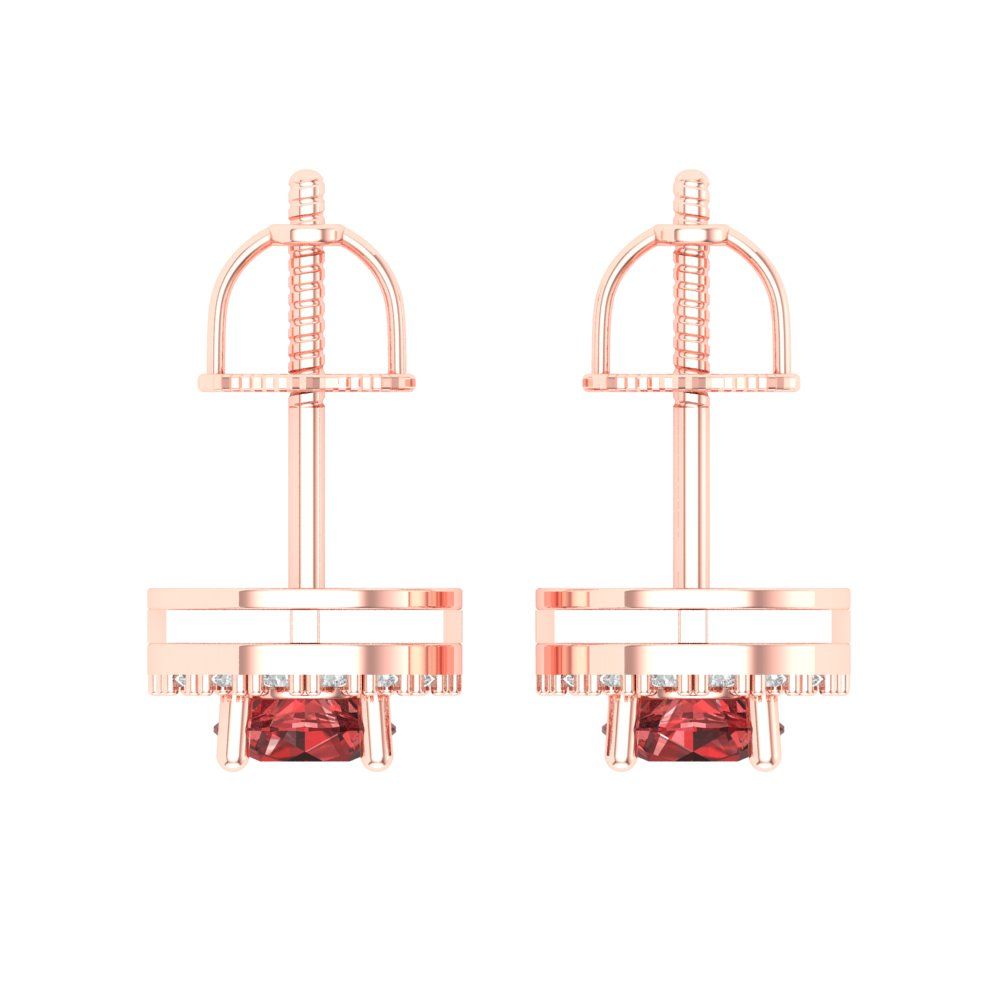 1.24 ctw Garnet Studs Earrings | 5.0mm Round Cut White Gold Screw back | January Birthstone