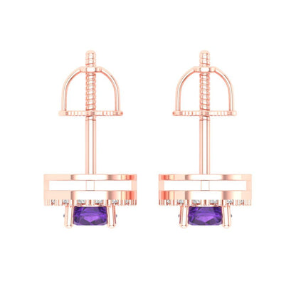 1.24cttw Amethyst Gold-Plated 925 Silver Screw Back Stud Earrings