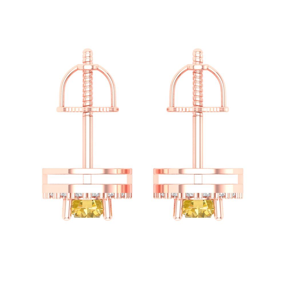 1.24 ctw Citrine Studs Earrings | 5.0mm Round Cut White Gold Screw back | November Birthstone