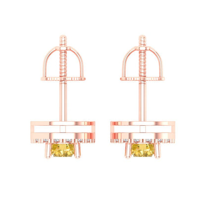 1.24 ctw Citrine Studs Earrings | 5.0mm Round Cut White Gold Screw back | November Birthstone