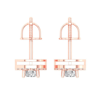 1.24 ctw White Sapphire Studs Earrings | 5.0mm Round Cut White Gold Screw back | April Birthstone