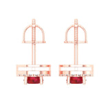 1.3 ct Brilliant Round Cut Halo Studs Simulated Ruby Stone Rose Gold Earrings Screw back