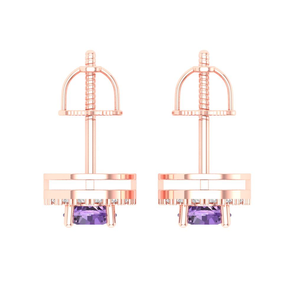 1.24cttw Alexandrite Gold-Plated 925 Silver Screw Back Stud Earrings