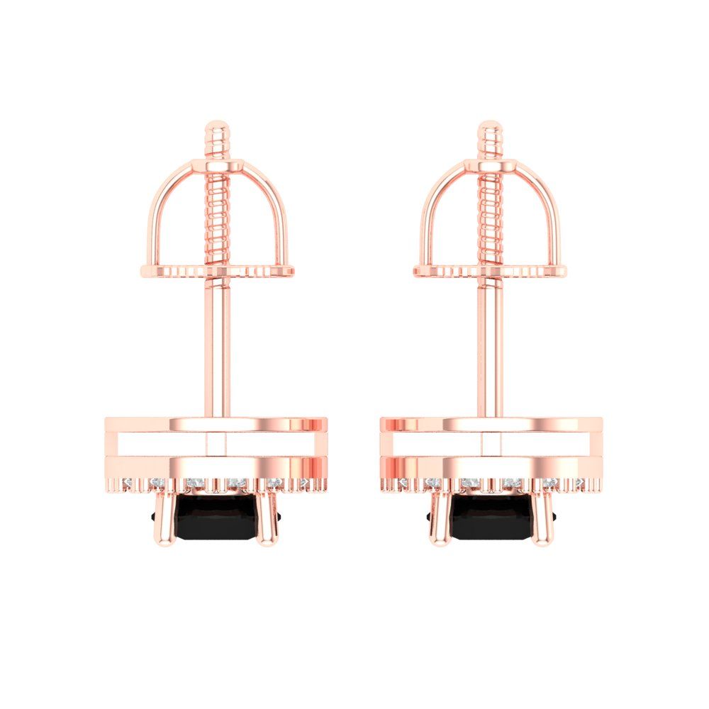 1.24 ctw Onyx Studs Earrings | 5.0mm Round Cut White Gold Screw back | July Birthstone