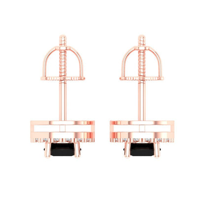 1.24 ctw Onyx Studs Earrings | 5.0mm Round Cut White Gold Screw back | July Birthstone