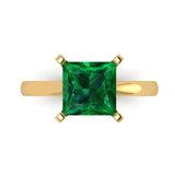 3 ct Brilliant Princess Cut Simulated Emerald Stone Yellow Gold Solitaire Ring