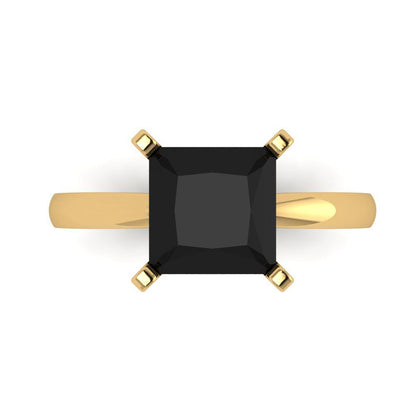 3 cttw Natural Onyx Solitaire  Engagement Ring - Solid Gold (Princess Cut,8.0mm)